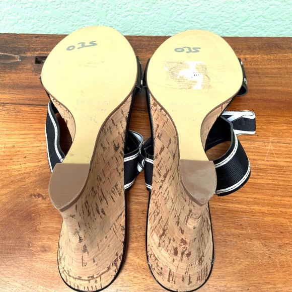Unisa women's black and white w/ 3" cork heels open toe slides 9.5M NWOB - Picture 4 of 4